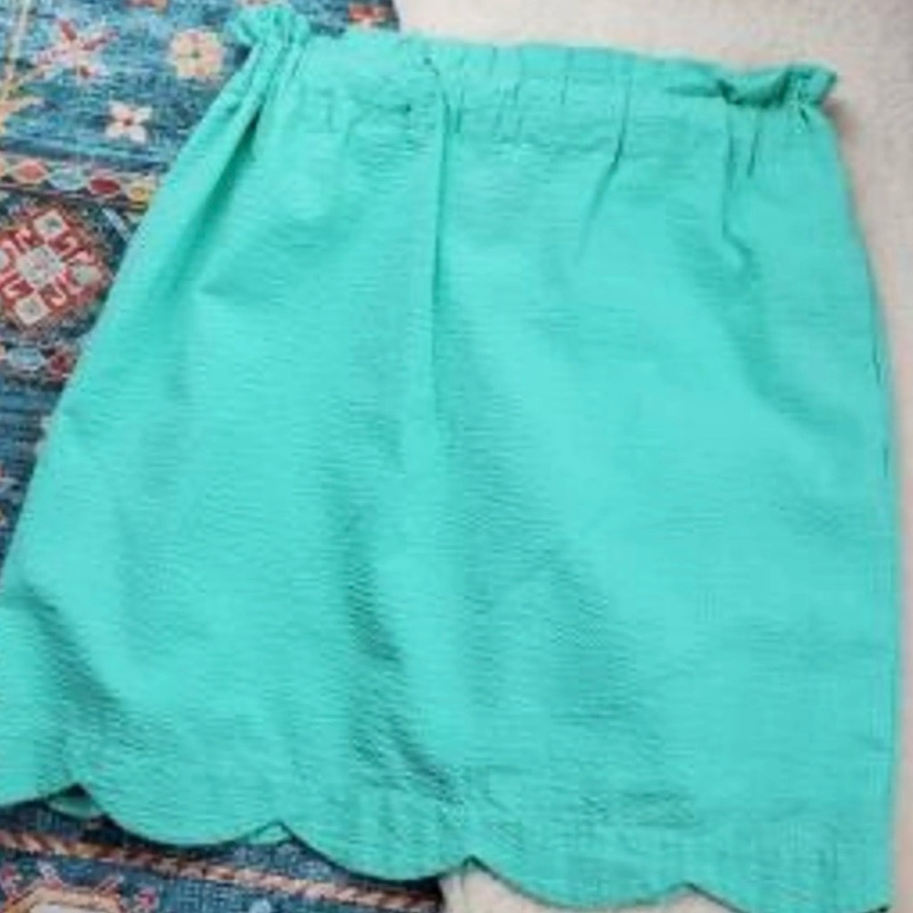 Lauren James Co. Scalloped Solid Seersucker Skirt Seafoam/L